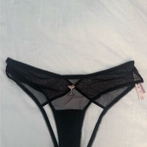 Victoria's Secret NWT Black Sheer Panty with Martini Detail